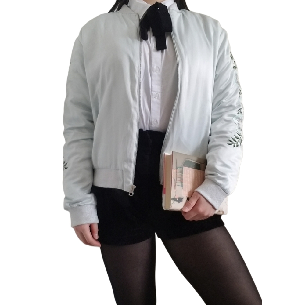 Celeste Floral Embroidered Bomber Jacket